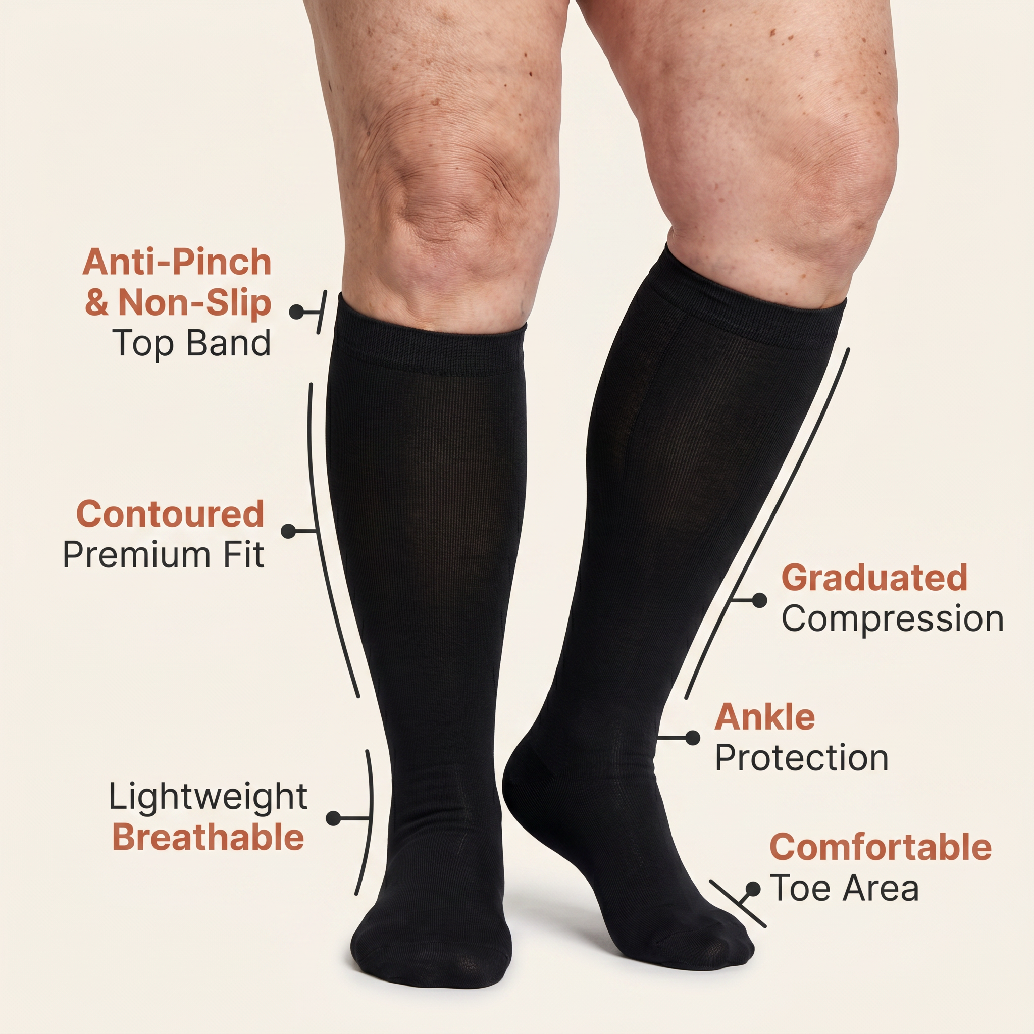 ReliefStride™ Wide-Calf Compression Socks